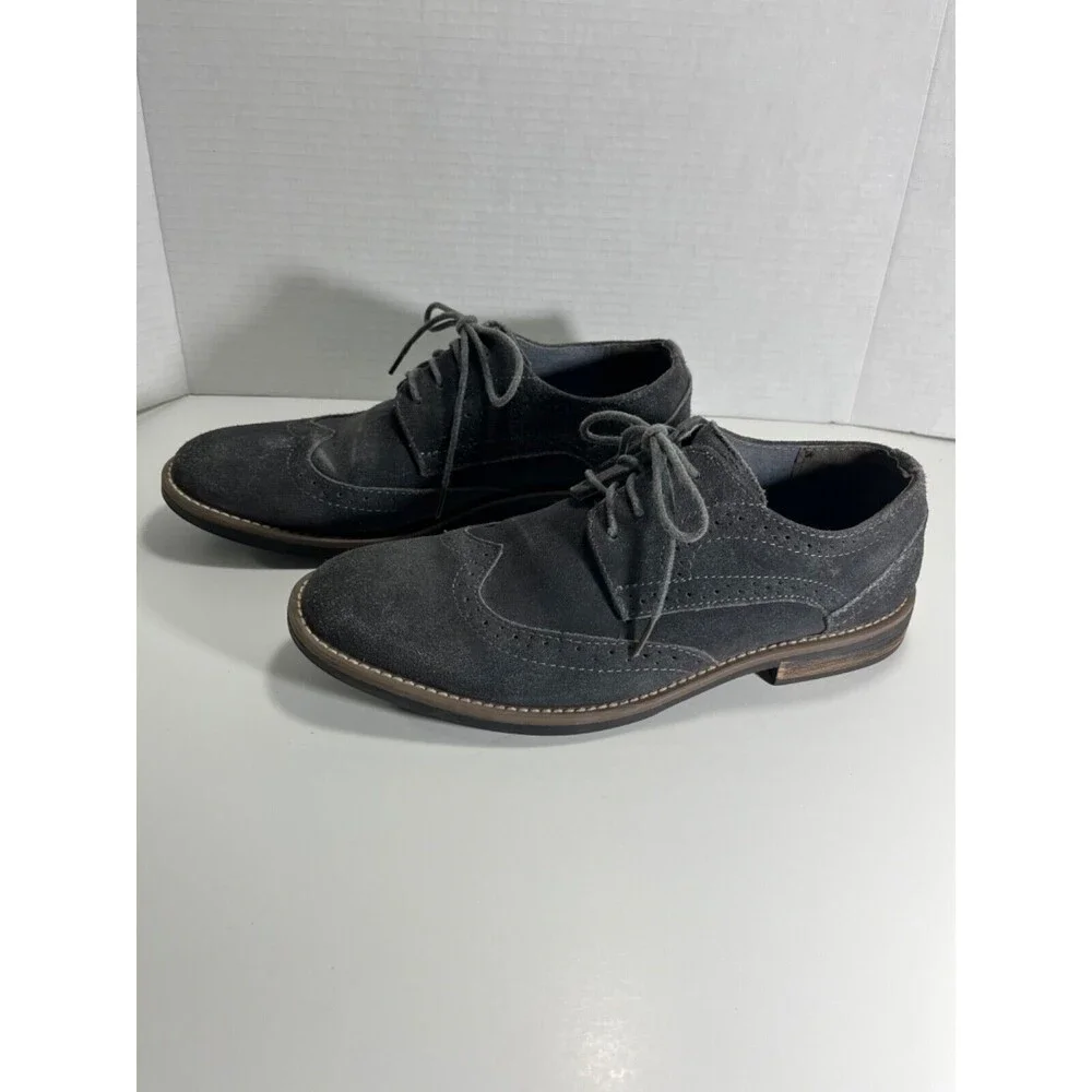 BRUNO MARC Gray Mens Size 8.5 Urban Oxford Shoes Lace Up Casual Wingtip Suede